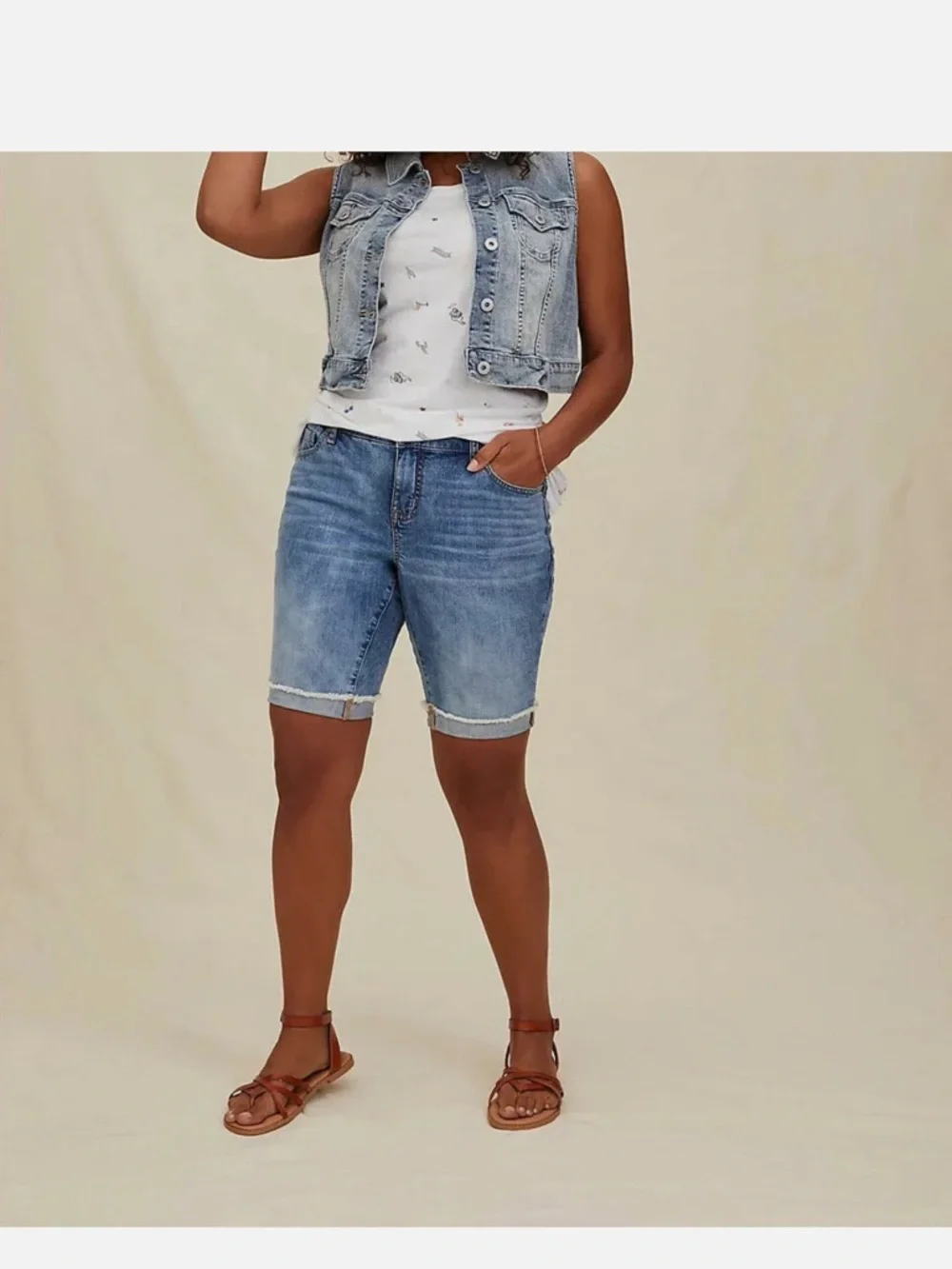Torrid Summertime Print Crew Tank Vintage Burnout Lightweight White - Picture 3 of 6